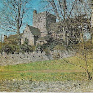 Catedral de Brecon, Powys, País de Gales, cartão postal vintage, cartão postal antigo genuíno e não utilizado, igreja galesa