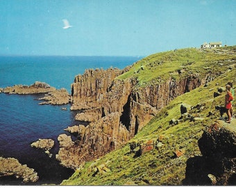 Vintage Land's End, Cornwall Postcard, 1970s Real Photo UK Postcard