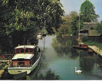 The Thames at Goring, Oxfordshire, England, 1962 Vintage Postcard, Colour Photograph Postcard