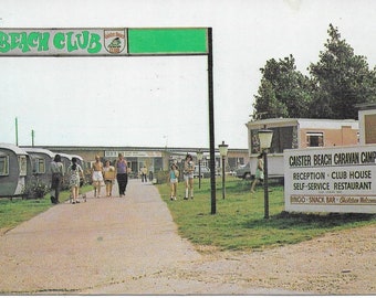 Vintage Caister Beach Caravan Camp Postcard, Norfolk, England, 1976