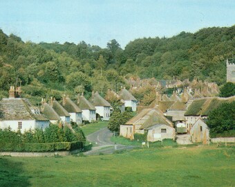 Vintage Milton Abbas Postcard - Dorset, England, Village Scene, 1988