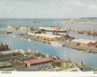 Vintage St Helier Harbour Postcard, Jersey, Channel Islands, 1950s