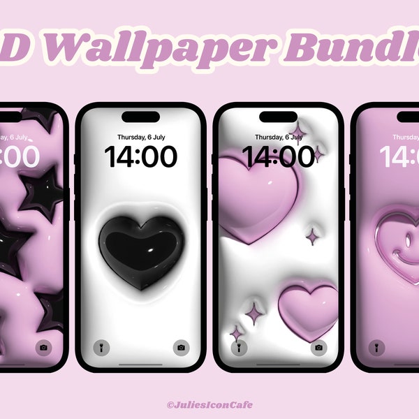 3D Wallpaper Bundle | Homescreen and Lockscreen | Y2K Wallpapers | JuliesIconCafe