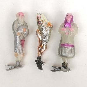 Vintage Glass Christmas Tree Toys Xmas Ornament Retro Decoration Fisherman, his Wife and the Goldfish 1950 - 1960