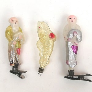 Vintage Glass Christmas Tree Toys Xmas Ornament Retro Decoration Fisherman and the Goldfish 1950 - 1960