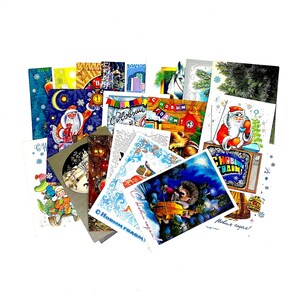 Postales antiguas usadas de la URSS de 1970 a 1990 Feliz Año Nuevo Navidad Postal soviética Tarjeta de papel para su colección Postales coloridas X-1