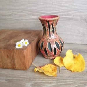 14 cm Beautiful Colors Ceramic Vase Vintage Cute Vase Danish design Scandinavian Pottery C-EE