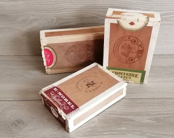 Vintage Empty Wooden Danish Tobacco Cigars Boxes A-E