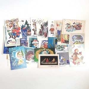 Oude vintage gebruikte postkaarten 1988-1954 USSR Happy New Year - Christmas Xmas Sovjet-postpapieren kaart voor je collectie briefpapier ansichtkaarten