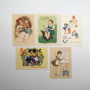 Cartes postales originales vintage 1960, carte postale de l'URSS pour la collection Journée internationale de la femme - 8 mars