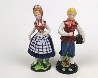PAIR Vintage Porcelain Figurines "Sweet Couple - Girl with Boy", Hand Painted, GDR (Germany)