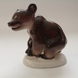 Vintage Lomonosov Braunbär Porzellan Figur, UdSSR Tier Statuette 1960