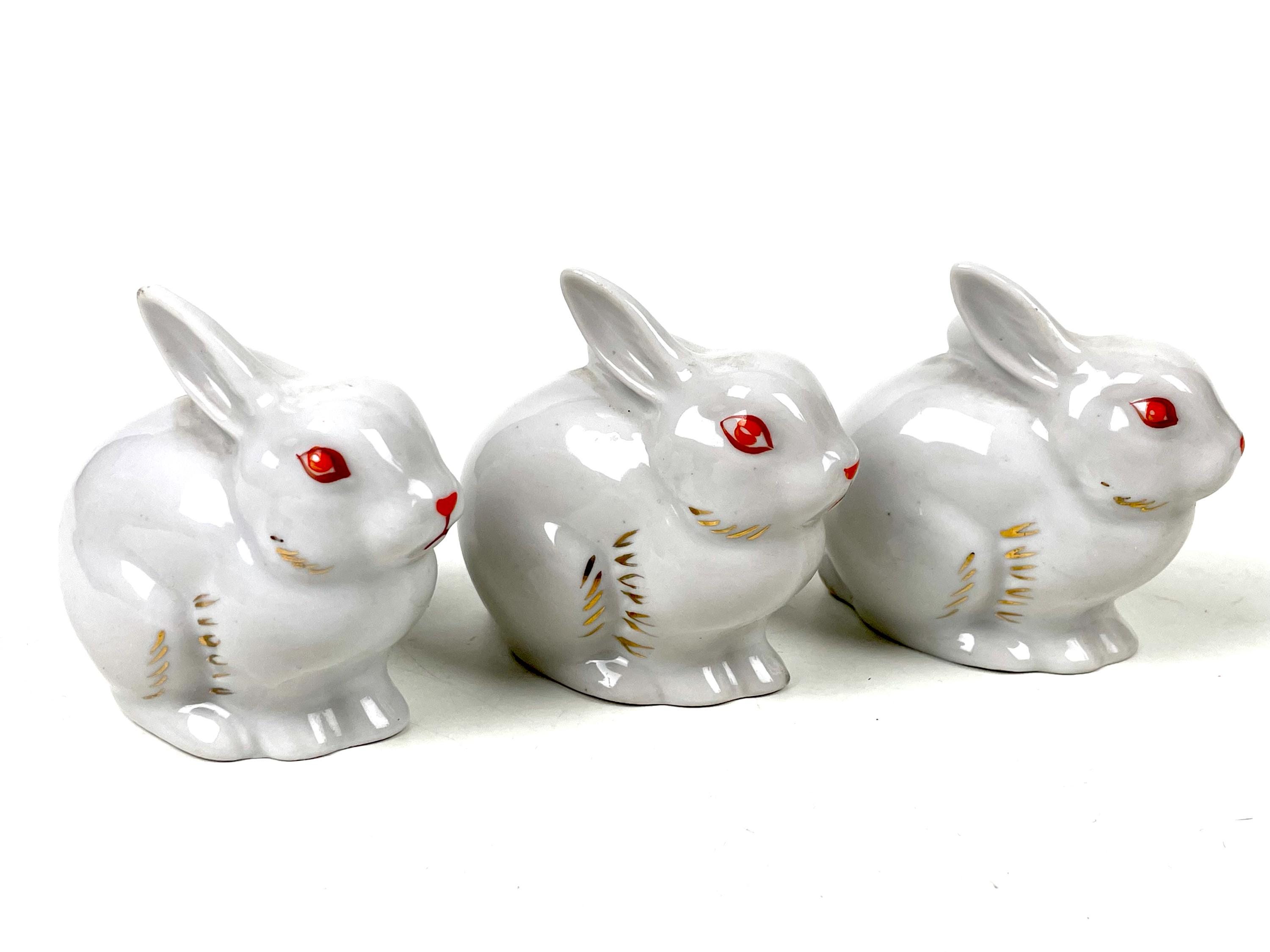 Vintage Porcelain Figurine Hare USSR 1980, Animals Statuette