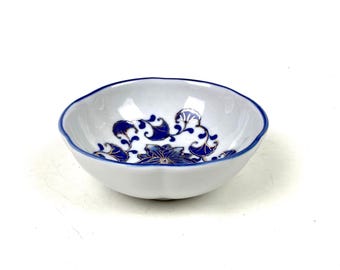Vintage keramische witte en blauwe kom 2000 servies keuken decoratieve kom