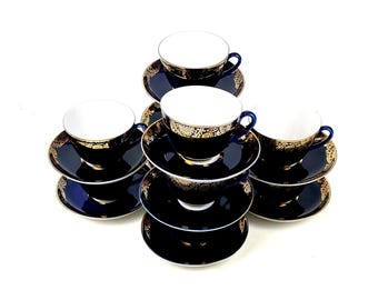 Vintage Lomonosov Imperial Porcelain Cobalt Net Tea Trio - Etsy
