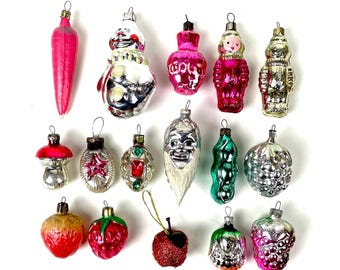 Adornos vintage, adorno de cristal, juguetes para el árbol de Navidad, Navidad, URSS Feliz Año Nuevo Varias decoraciones 1960 Payaso, astronauta, fresa