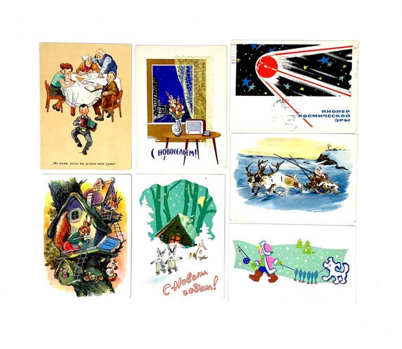 Soviet Vintage Original Postcards 1960 USSR Post Paper Card for