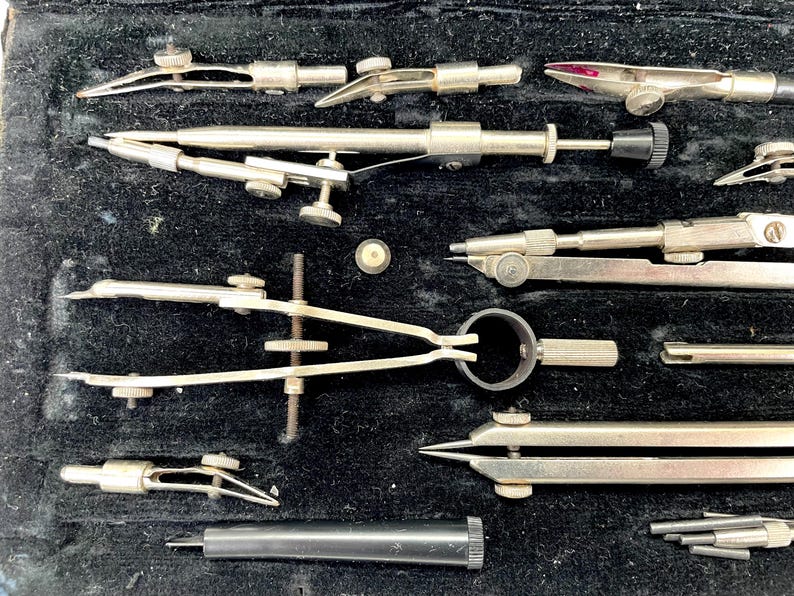Drafting Compass Components Vintage Soviet Drafting Compass 1976