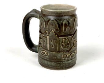 Vintage DANMARK Ceramic Beer Mug 1960s Stoneware Tankard
