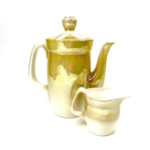 Vintage Olive Green Faience Coffee Pot & Milk Jug Set - Budyansky 1967-1991