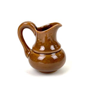 Small Brown Ceramic Vintage Pitcher – 9 cm Rustic Mini Jug