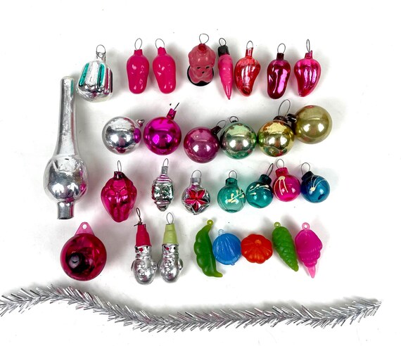 ヴィンテージミニガラスクリスマスオーナメント：レトロなクリスマス