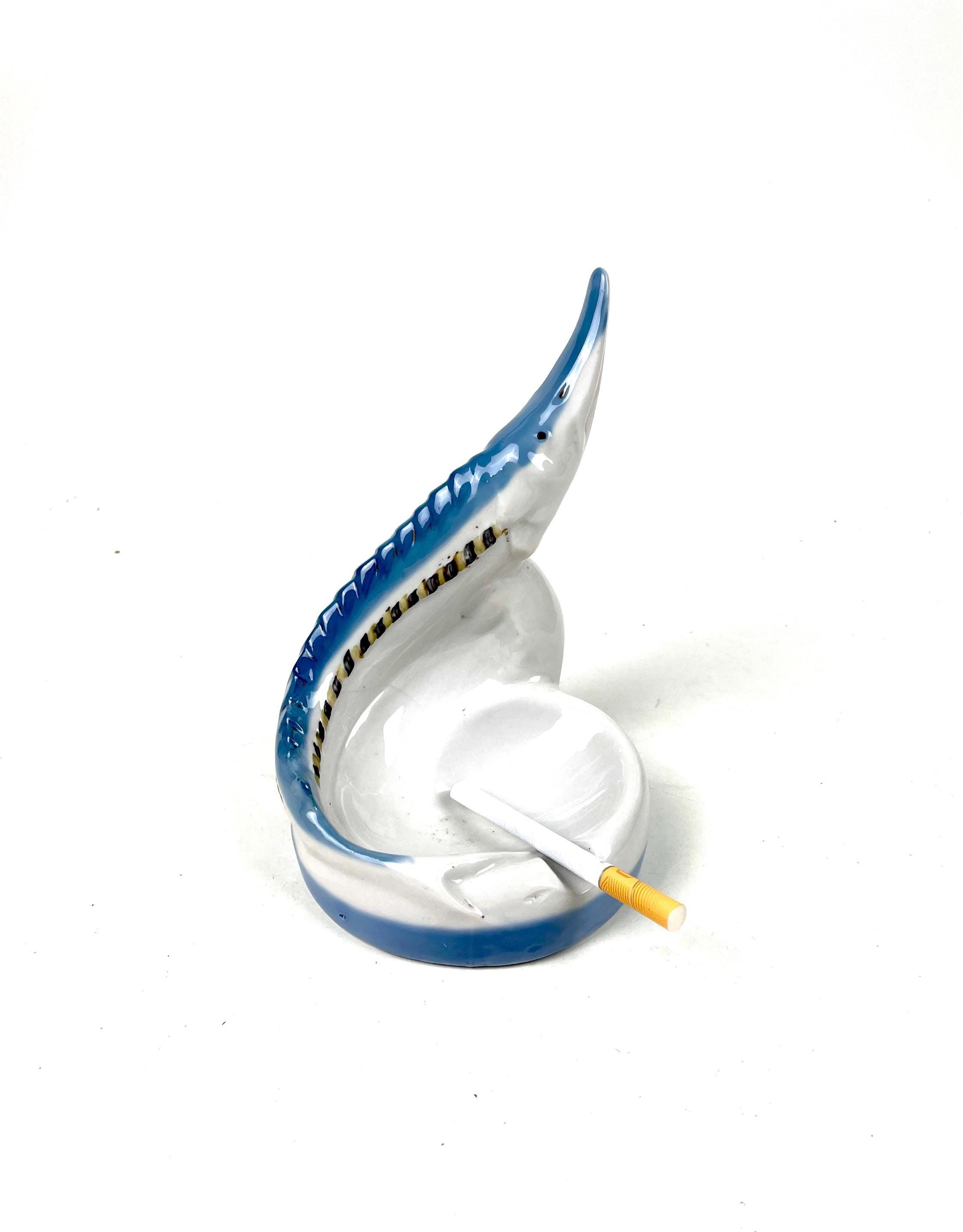 ヴィンテージ チョウザメ灰皿 ポローネ磁器 ソ連 魚の置物 1956-1972年