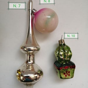 vintage Verre Arbre de Noël Jouets Soviétique URSS Ornement de Noël Rétro Décoration Jouets en verre Chat Père Noël Gland Héros des contes de fées 1960 image 7