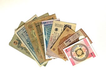 ORIGINAL Paper Money Germany, Russia, Kyrgyzstan, Tajikistan 1898 -1999 Various Banknotes - Ruble, Mark, Som, Diram