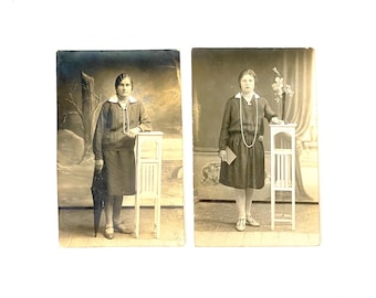 Antique REAL ORIGINAL Photos - Postcards until 1917 Russian Empire Hairstyle Dress Style Jewelry