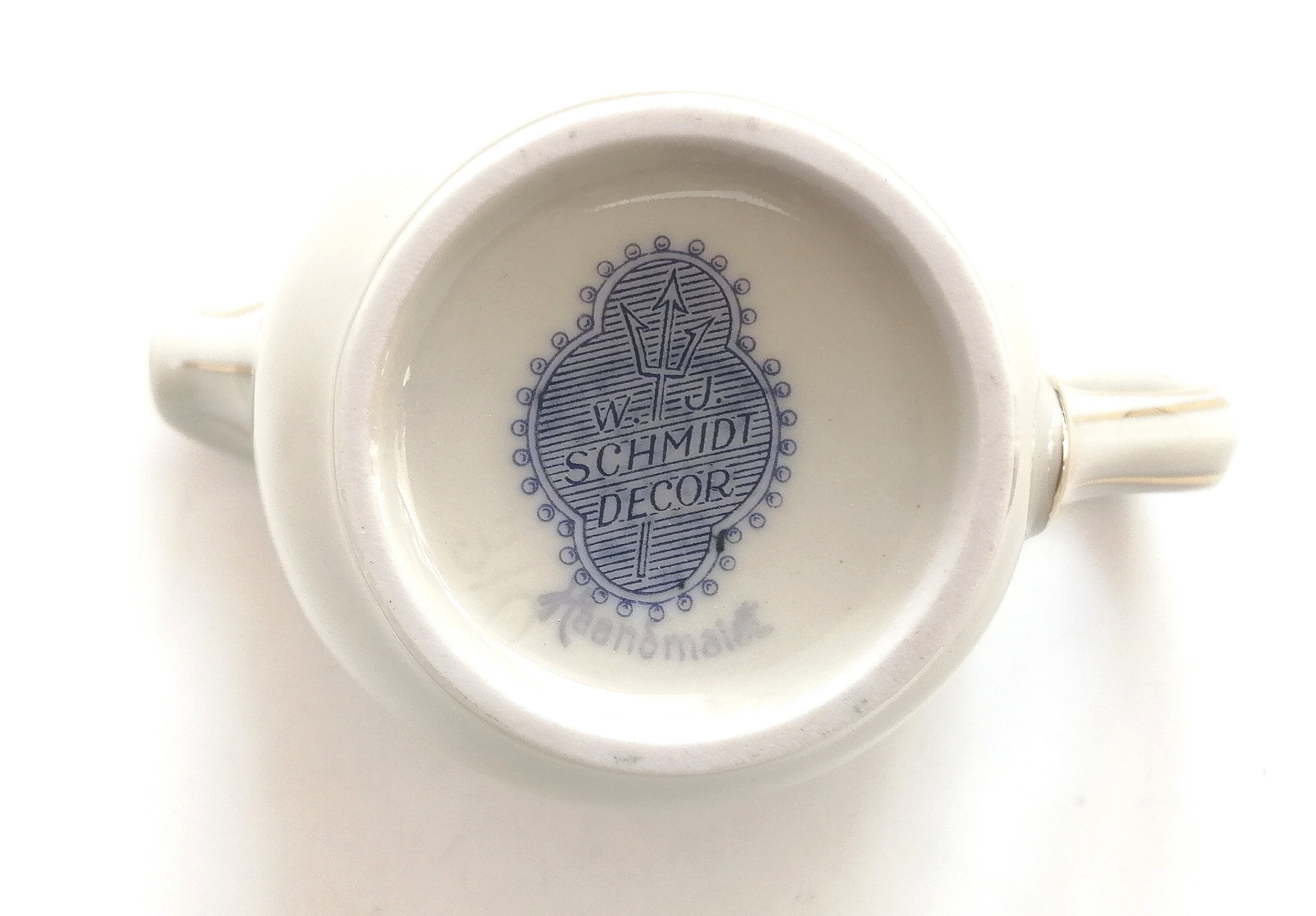 ヴィンテージ W. J. シュミット磁器製クリーマー：手描き花柄ミルク