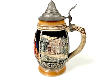 Vintage West Germany Beer Stein Marzi & Remy Ceramic Tankard, 1960s