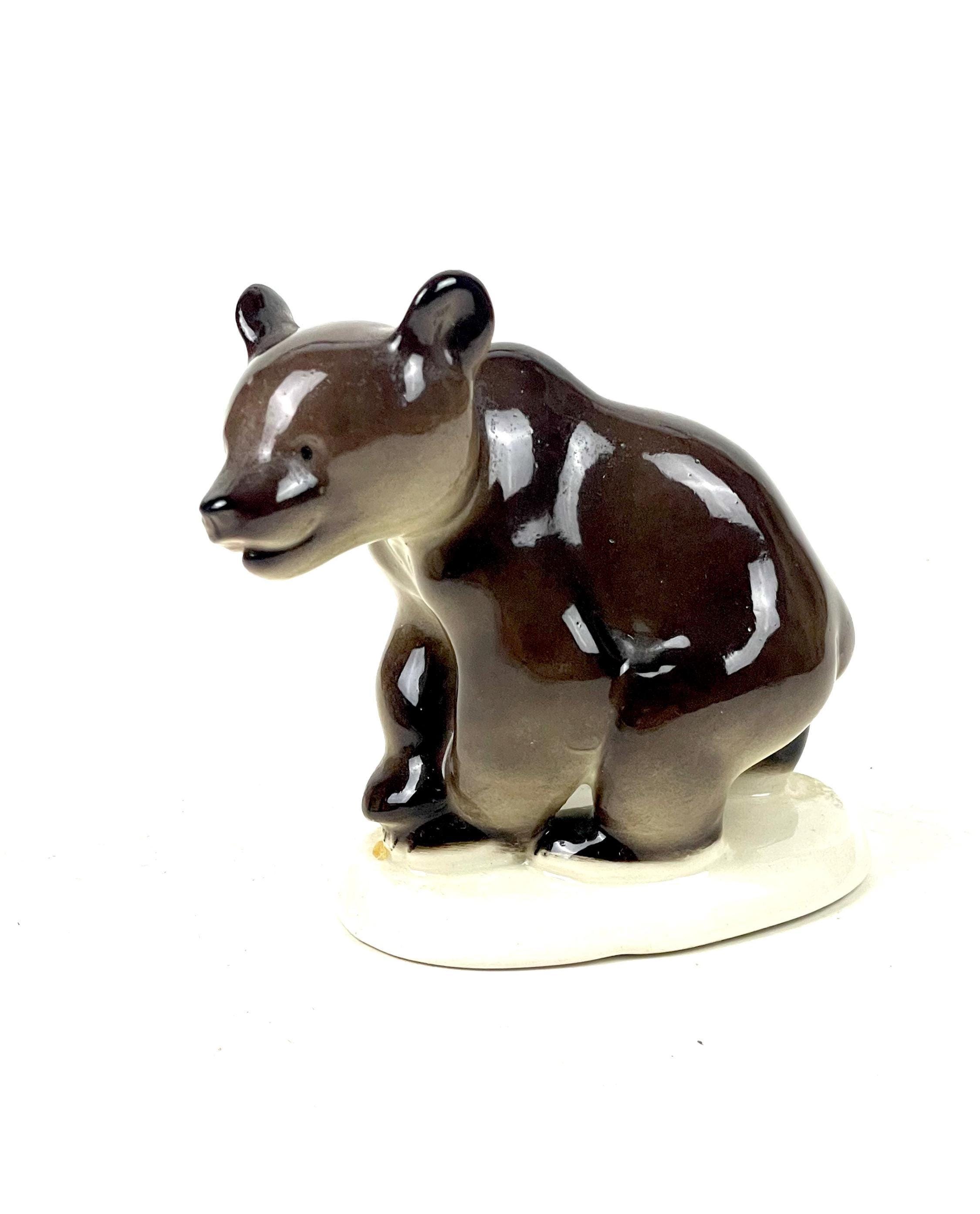 Vintage Lomonosov Brown Bear Porcelain Figurine, USSR Animal