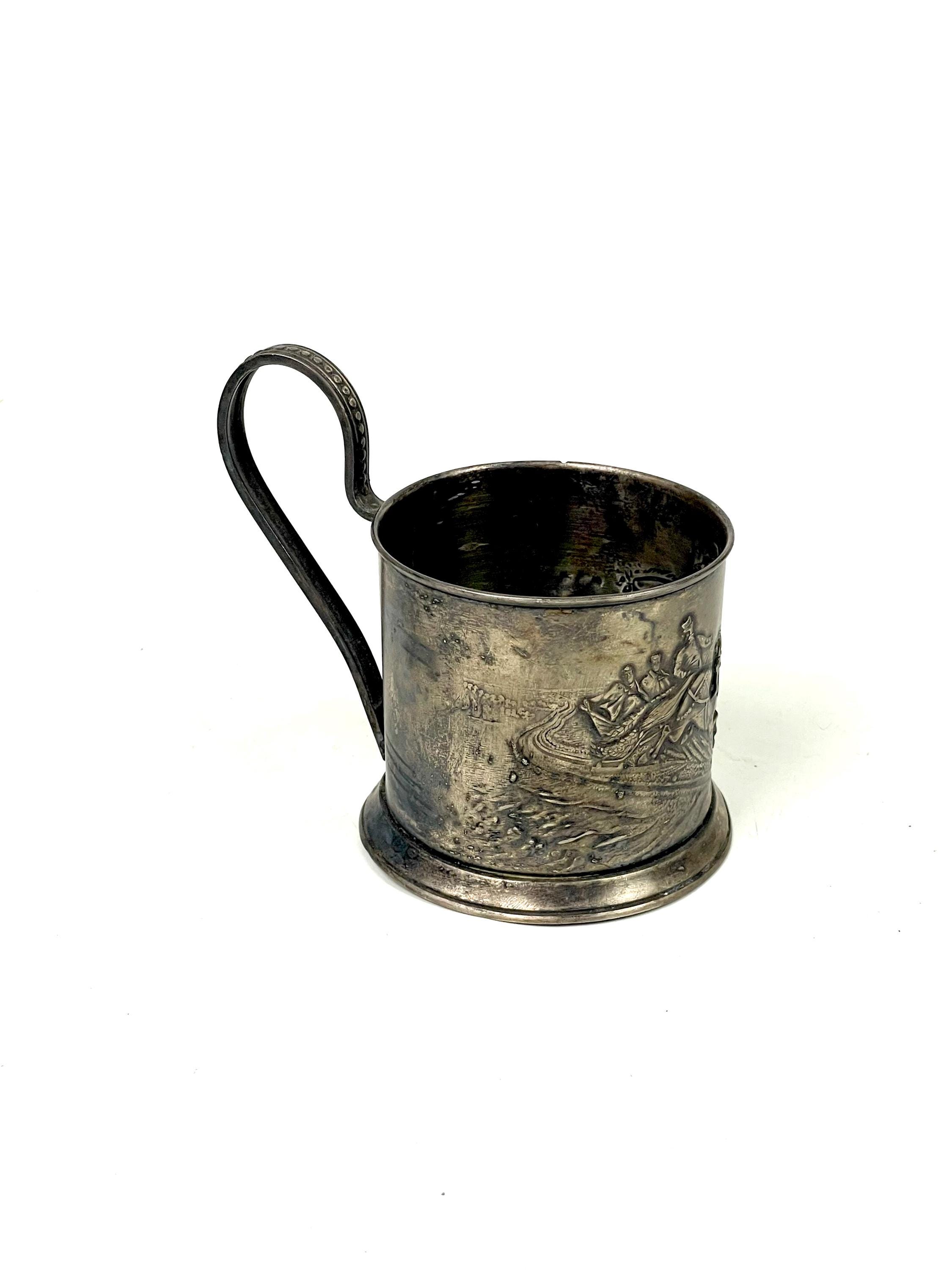 Vintage Melchior - Nickel Silver Tea Glass Holder -russian Troika
