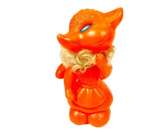 Large Vintage USSR Plastic Toy FOX 1970 - 1980 Soviet Toy Popular