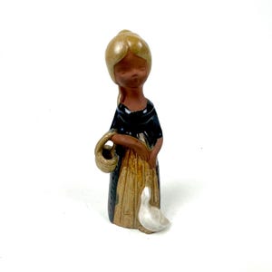 Vintage Ceramic Figurine Girl with Goose, HAND PAINTED