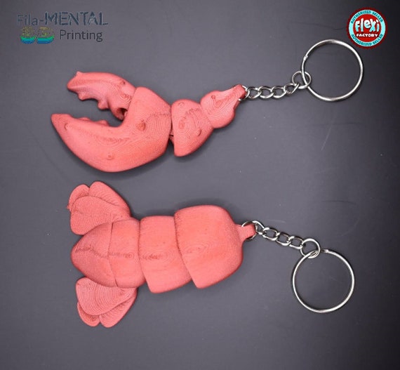 Lobster Claw and Tail Keychain 3D Print Flexifactory Etsy
