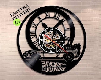 Vinyl Record Wall Clock, Living Room Décor | Gift idea for mom & dad , girlfriend husband | Back to Future, movie lovers vintage art gift