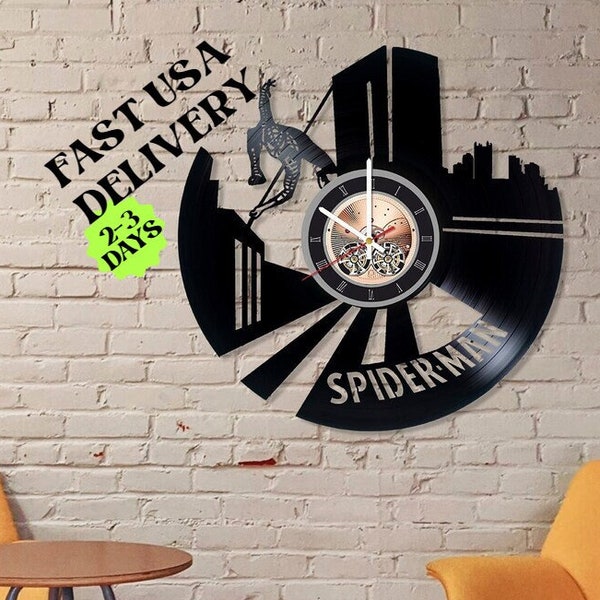 Spider Man Vinyl Record Wall Clock | Modern Home Décor for dinning living kids collage room | Superhero aesthetic art decoration | gift idea