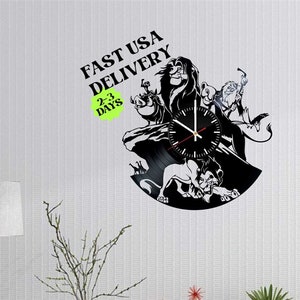 Relógio de parede com disco de vinil Rei Leão 12" | Decoração de parede para casa vintage | Decoração para sala de jogos para crianças e adolescentes | Ideia de presente para chá de bebê, aniversário