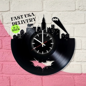 Superhero Vinyl Record Wall Clock 12&quot; | Made from Real Vinyl Record | Amazing Looking Unique and Vintage Gift | Hand Made Aesthetic Clock