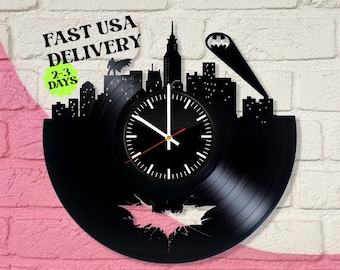 Superhero Vinyl Record Wall Clock 12&quot; | Made from Real Vinyl Record | Amazing Looking Unique and Vintage Gift | Hand Made Aesthetic Clock