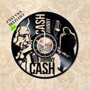 Johnny Cash Vinyl Record Wall Clock | Modern Home Décor for dinning living kids collage room | Aesthetic art gift for music fans | gift idea