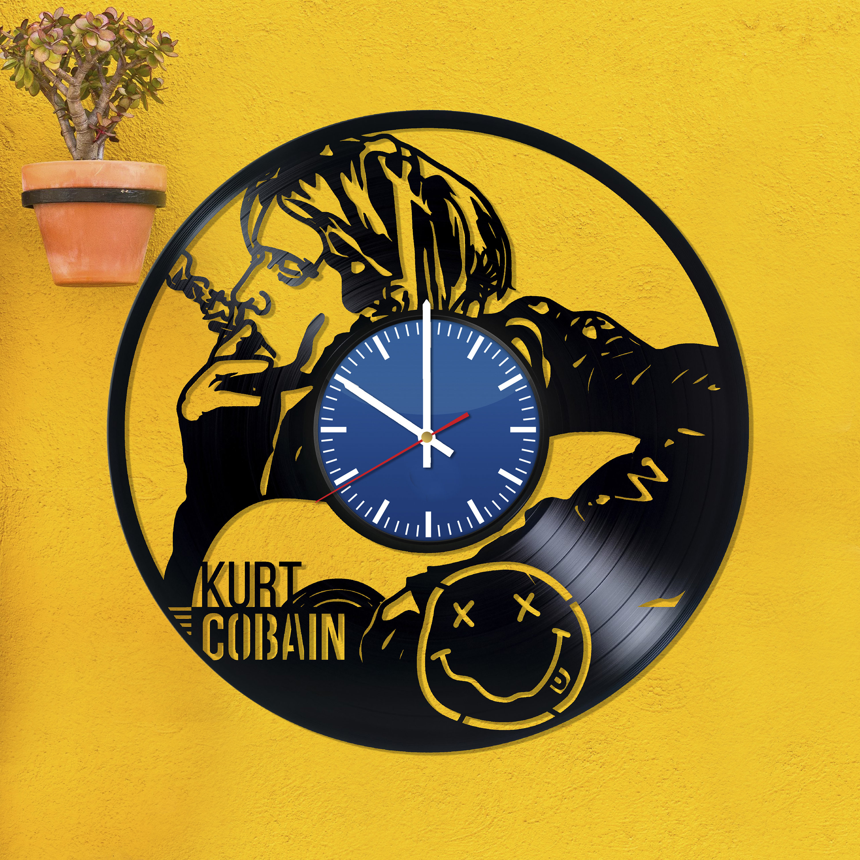 Vinyl Record Wall Clock, Living Room Décor | Gift idea for mom & dad , girlfriend husband | Nirvana rock music lovers art gift