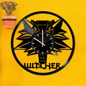 Witcher Vinyl Record Wall Clock 12&quot;, Made from Real Vinyl Record, Unique and Vintage art Gift for gamers, video game fans, wall home décor