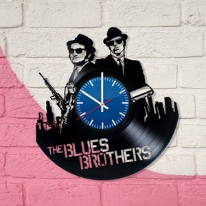 The Blues Brothers Vinyl Record Wall Clock 12", Made from Real Vinyl Record, Unique and Vintage art Gift for Music lovers, wall home décor