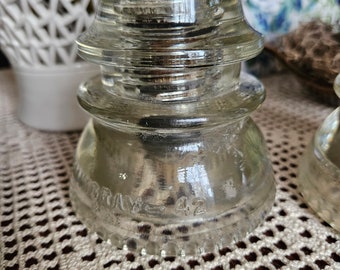 Set of 2 Hemingray-42 Vintage Power Pole Glass Insulator