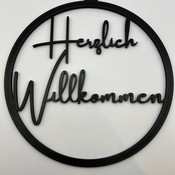 Türschild Deko Schild Türkranz Fensterbild Loop Herzlich Willkommen 24 cm