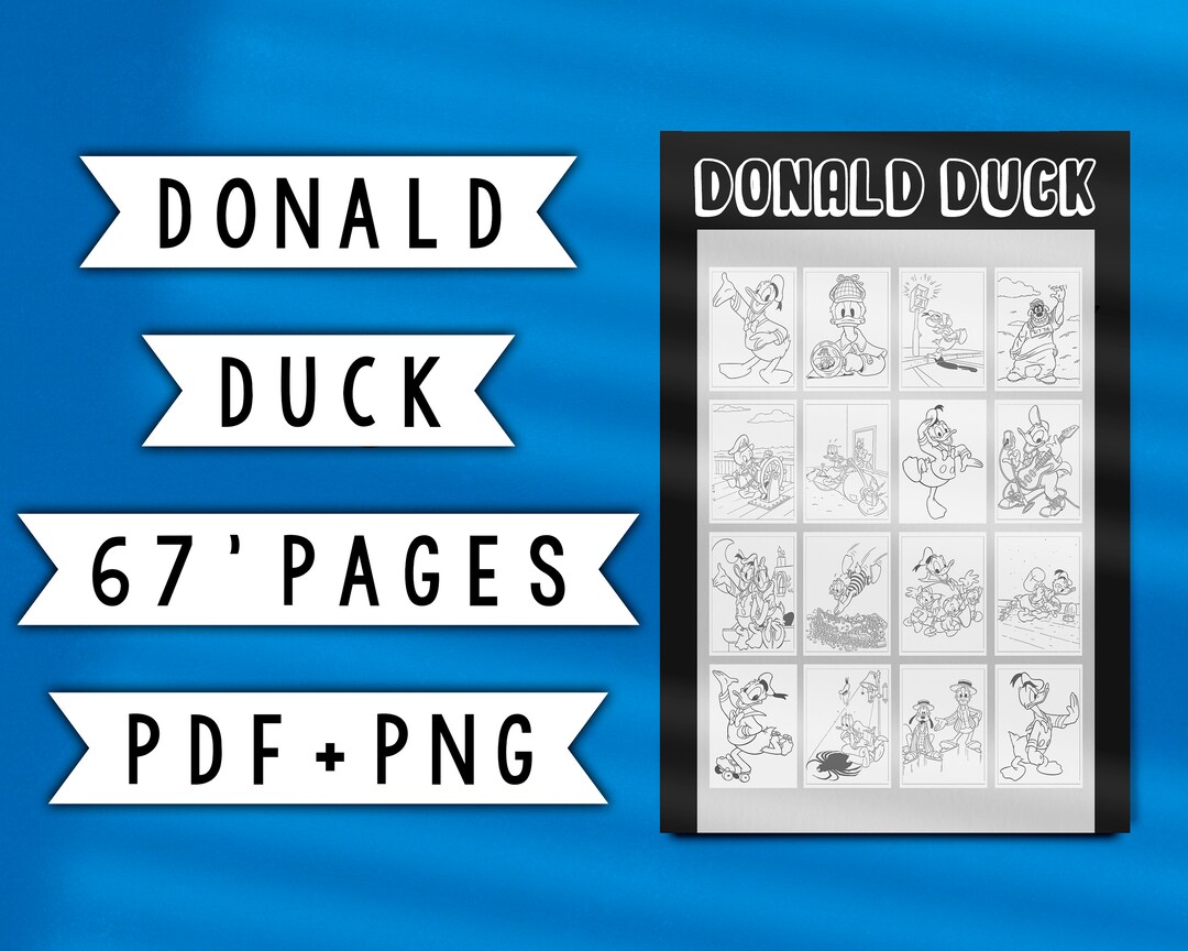 Donald Duck Coloring Bundle 67 Beautiful Ilustrated Digital - Etsy
