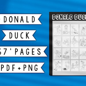 Donald Duck Coloring Bundle 67 Beautiful Ilustrated Digital High Quality Black&White